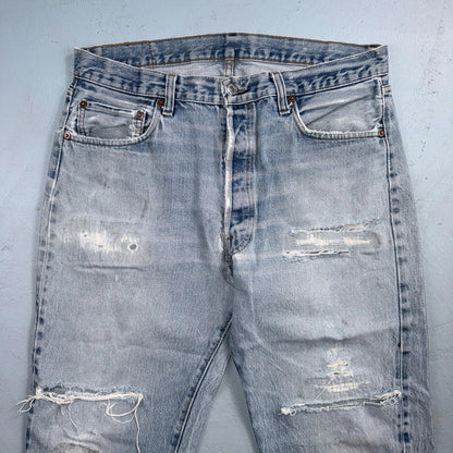 Levis 501 Vintage 80s Redline Selvedge USA XX Jeans Light Wash 36X30 Act 33X28