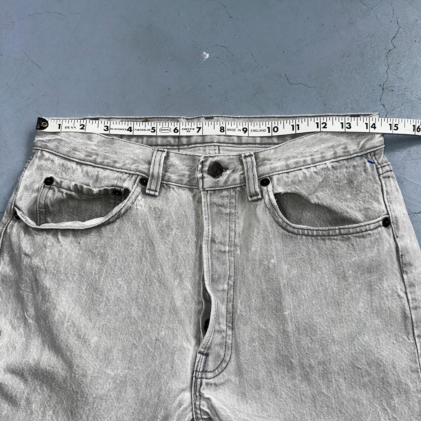 Levis 501 Vintage 90s USA XX Straight Leg Jeans Gray Light Wash 31x34 Act 29x32