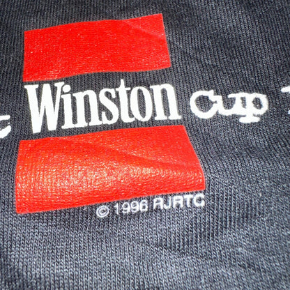 Nascar Racing FOTL 90s VTG T Shirt Winston Cup Fast Cars MPH Text XL Quote Black