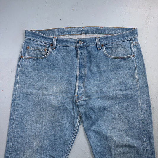 Levis 501 Vintage 80s USA XX Straight Leg Jeans Blue Light Wash 40x33 Act 38x29