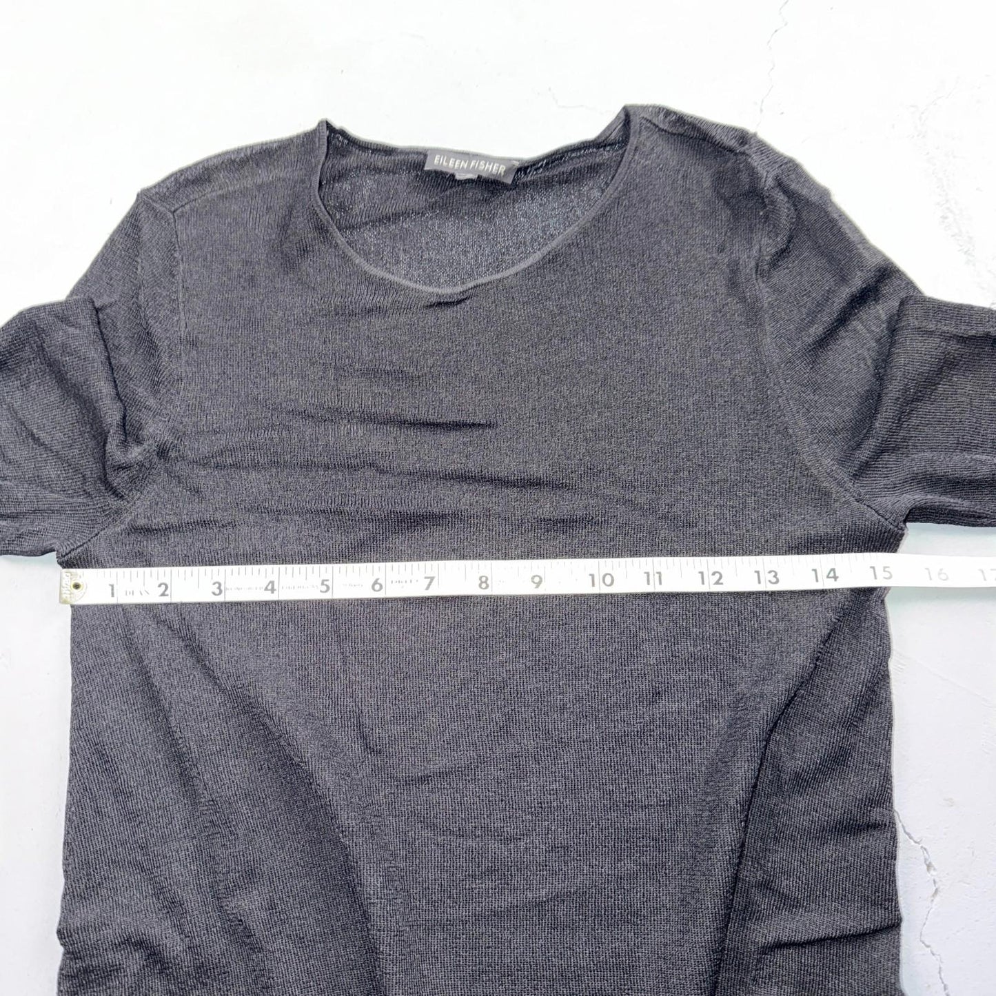 Eileen Fisher Top Womens XS Asymmetrical Knit Metallic Black Silver Evening