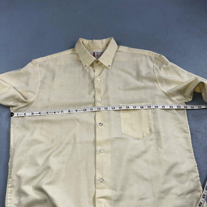 Vintage Penneys Towncraft Shirt Men 16 Penn Prest Yellow White Stripe 60s 1960s