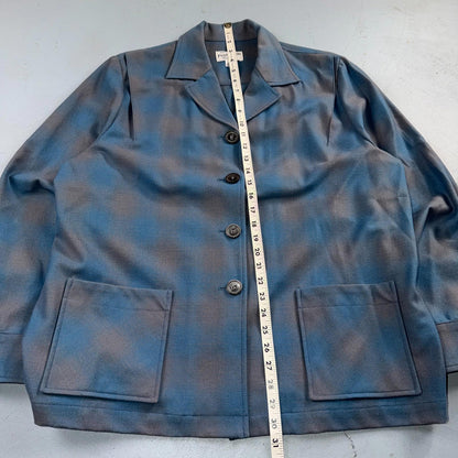 VTG Pendleton Womens Blue Blazer 100% Virgin Wool Shadow Plaid 49er Button Shirt