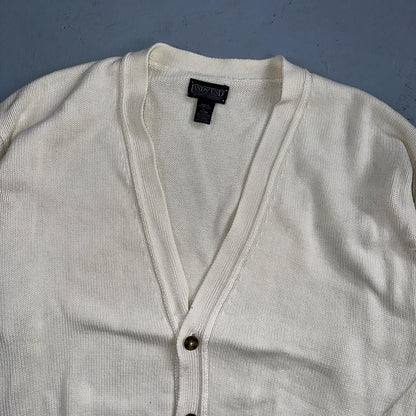 Vintage Lands' End Cardigan Sweater Men's Large White Button Front Made in USA