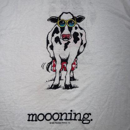 Cow Mooning Novelty Graphic Tee 80s VTG T Shirt 1980s Funny Joke Animals Thin