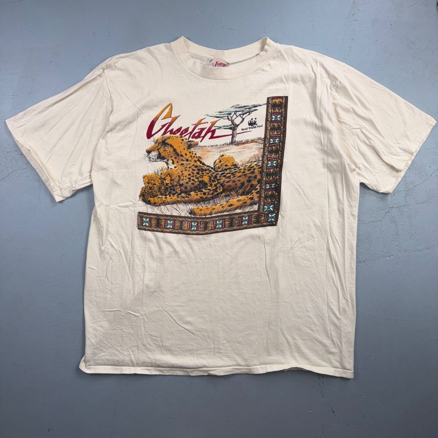 Cheetah Jostens VTG T Shirt 90s Animal Africa Lions Tigers Wildlife Fund Graphic