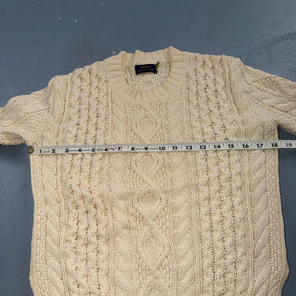 Polo Ralph Lauren Cable Knit Crew Neck Cotton Sweater Women’s XS Cream
