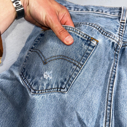 Levis 501 Vintage 90s USA XX Straight Leg Jeans Blue Light Wash 35x34 Act 33x30