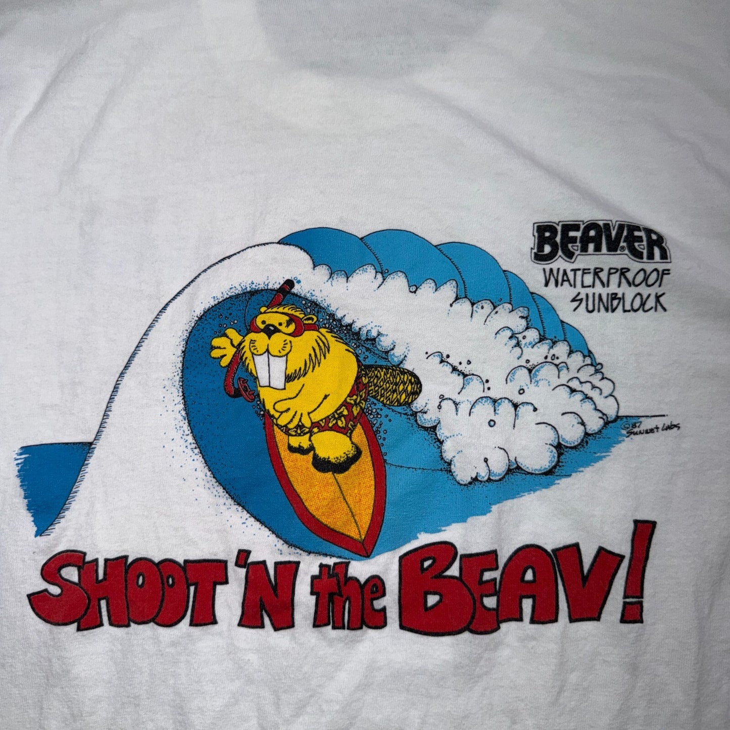 VTG 80s Oregon OSU T Shirt Beaver Waterproof Sunblock Surf Graphic Skate Aloha