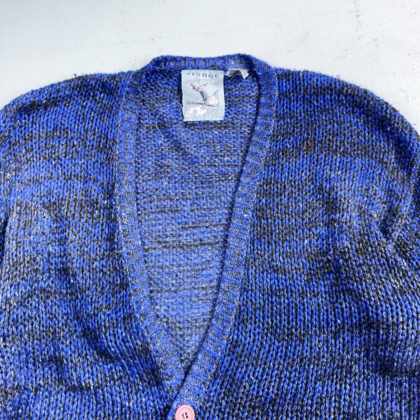 Visage Winter Womans Cardigan Knit Sweater Cozy 80s Active Winter Ramie Purple