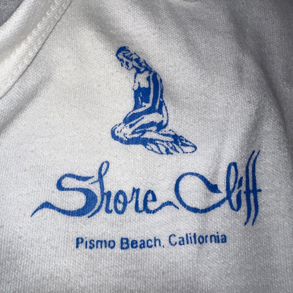 Shore Cliff Pismo Beach California VTG T Shirt 70s USA Womens Basic Polo White