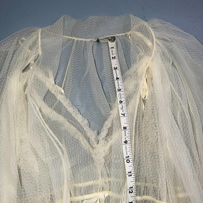 VTG 1950s 3PC Amourelle White Chiffon Slip Dress Robe Bottoms Set Sheer 50s Rare