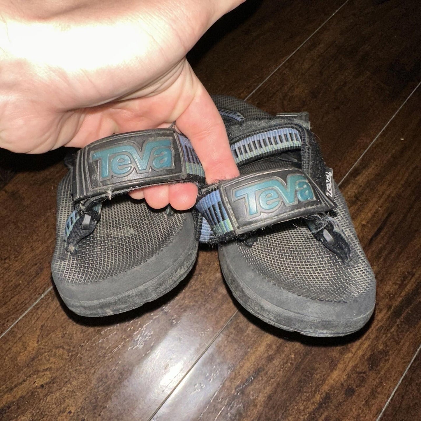 Vintage Teva Hurricane Sandals Mens Size 12 Black Blue Hiking Adjustable USA