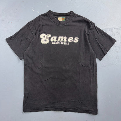 VTG 90s Eames Drum Shells Logo Graphic T Shirt Drummer Herman Miller Music USA