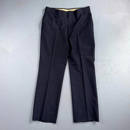 VTG Mens 2 PC Suit 42 Jacket Coat Pants Blue Striped USA Golden Lancer 80s Wool