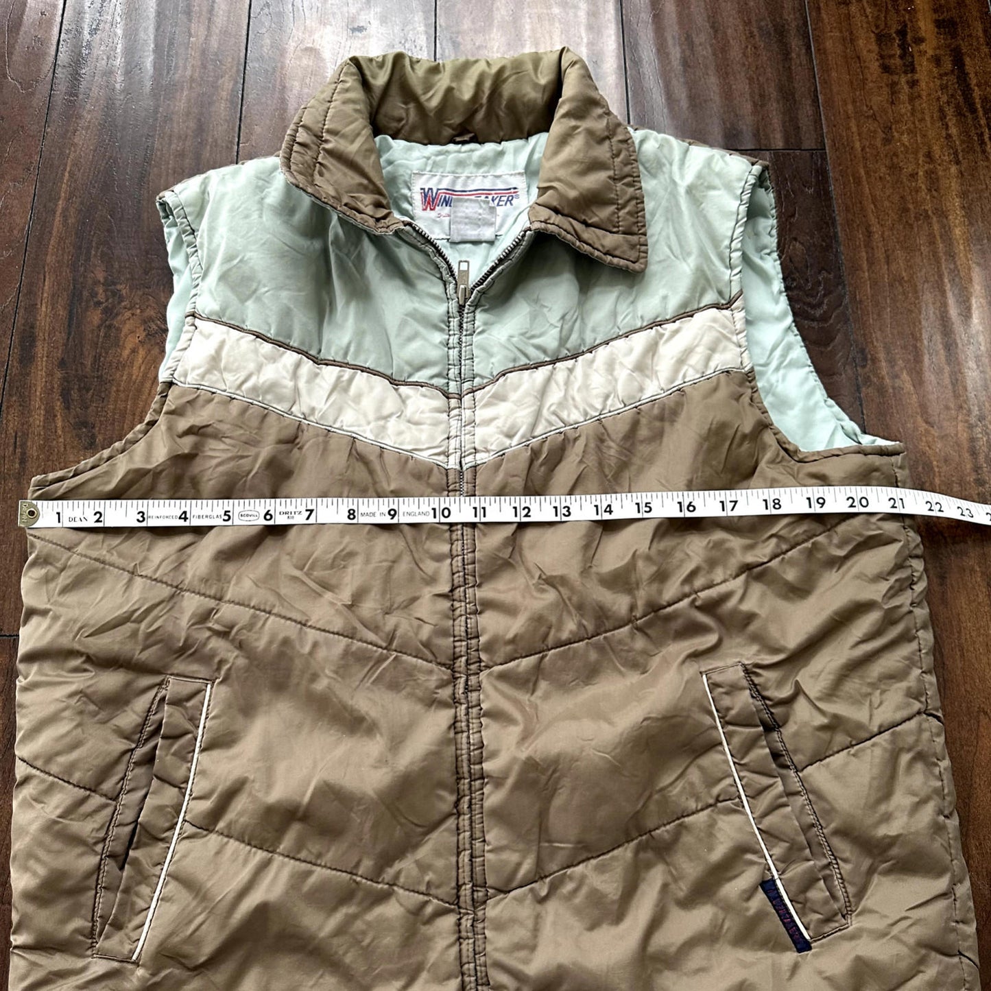 Vtg Windbreaker Vest Outerwear-Sportswear M Green Nylon Down Made In Korea 80s