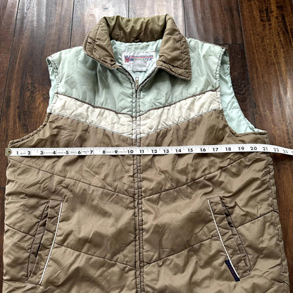 Vtg Windbreaker Vest Outerwear-Sportswear M Green Nylon Down Made In Korea 80s