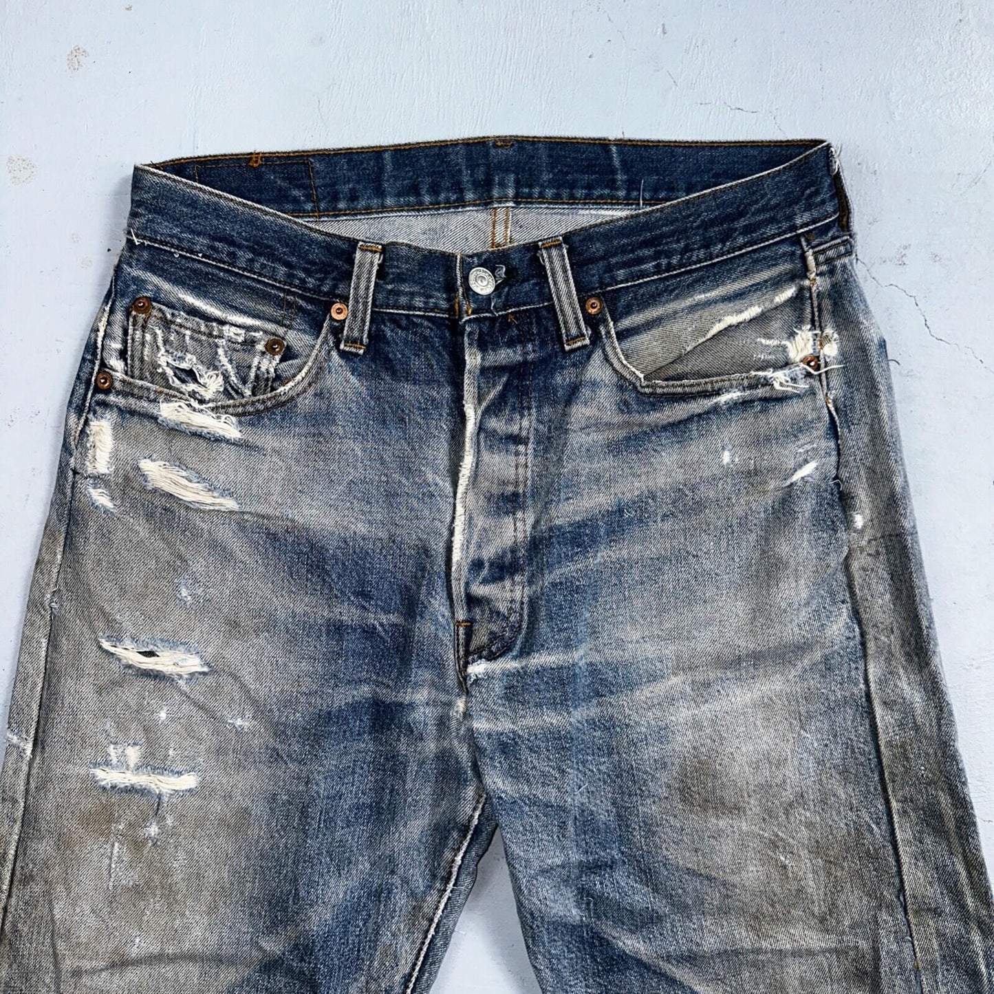 Levis 501 Vintage 80s Redline Selvedge USA XX Jeans Light Wash 34x34 Act 31x30
