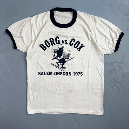 1970s Salem Oregon Ringer VTG T Shirt Borg Cox 1975 Sports Tennis PDX College