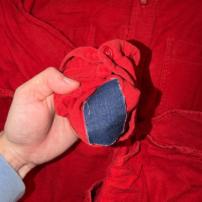 Vintage Winter King Cotton Flannel Shirt 40s 50s Sanforized Large Red Rockabilly