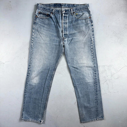 Levis 501 Vintage 90s USA XX Straight Leg Jeans Blue Light Wash 40x32 Act 35x29