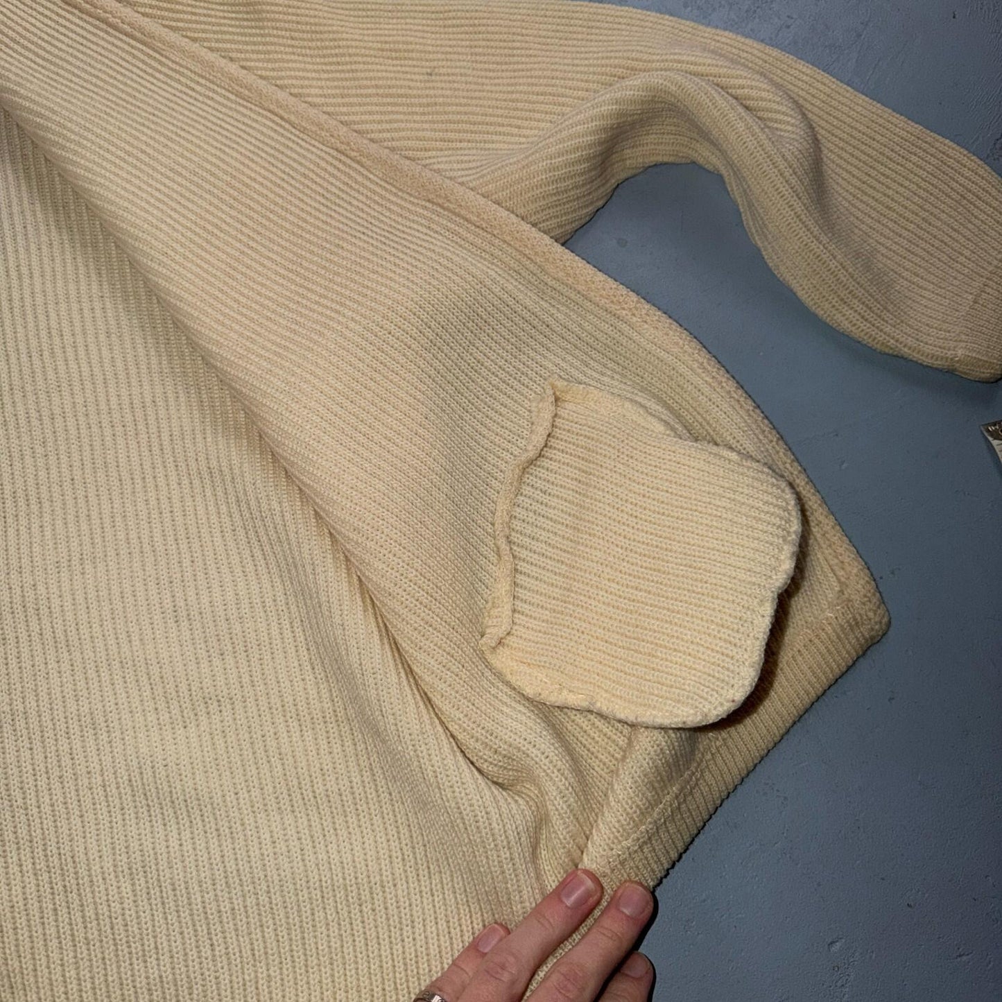 VTG 50s Kandel Oregon Woolen Mills Open Front Wool Sweater Cardigan Rockabilly L
