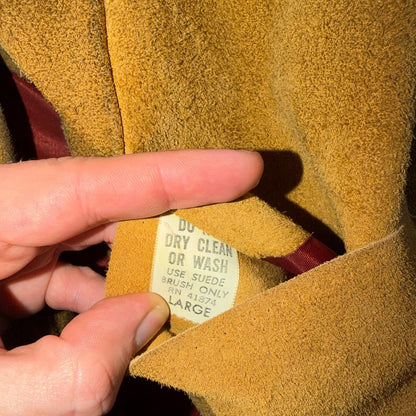 1940s 1950s VTG Brown Suede Jacket Leather Distressed Rockabilly Ricky Chore