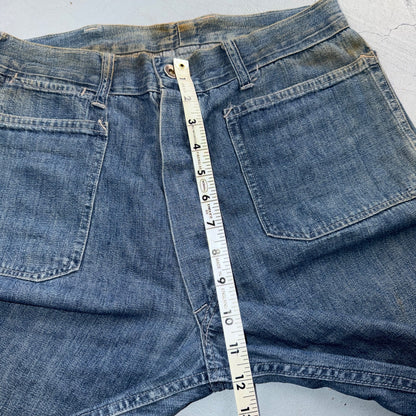 1940s WWII Navy Selvedge Denim Pants Seafarer Uniform Blue Jeans VTG 40s 30x28