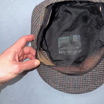 Vintage Pendleton Tweed Flat Cap 100% Virgin Wool Hat Men’s Large Newsboy Gray