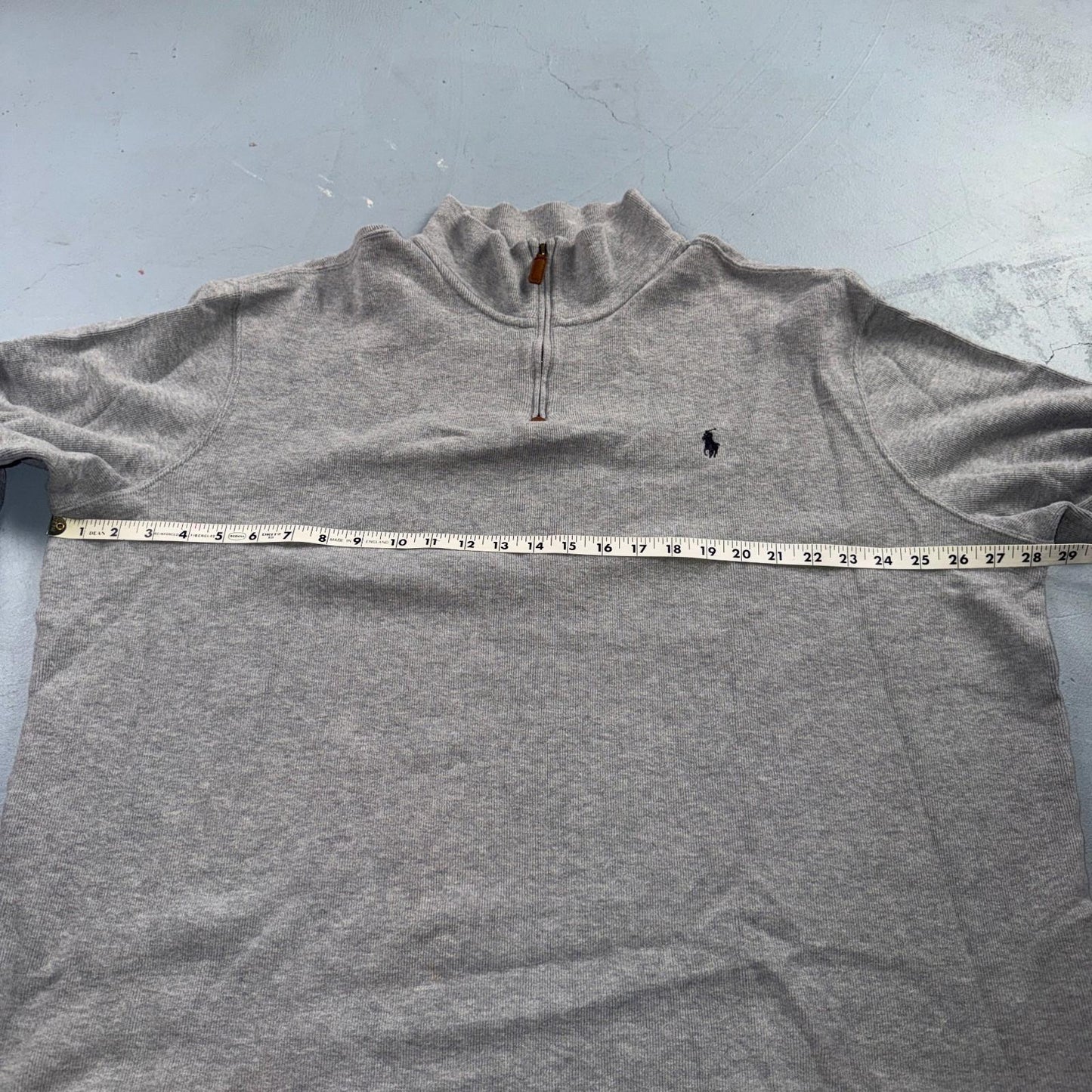 Polo Ralph Lauren Sweater VTG 2XL Gray Cotton Long Sleeve Mock Neck Quarter Zip