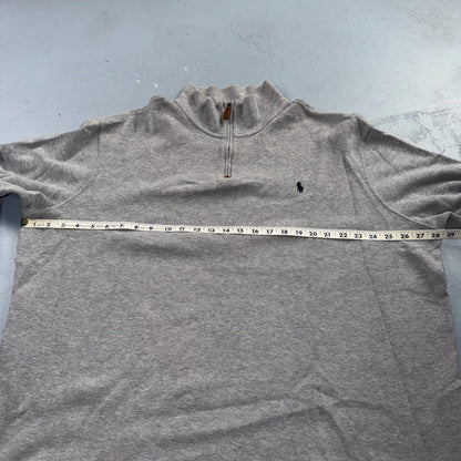 Polo Ralph Lauren Sweater VTG 2XL Gray Cotton Long Sleeve Mock Neck Quarter Zip