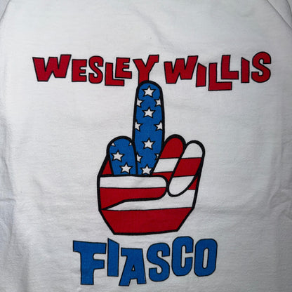 VTG Wesley Willis Fiasco T Shirt Alternative Rock Chicago Outsider Art USA Flag