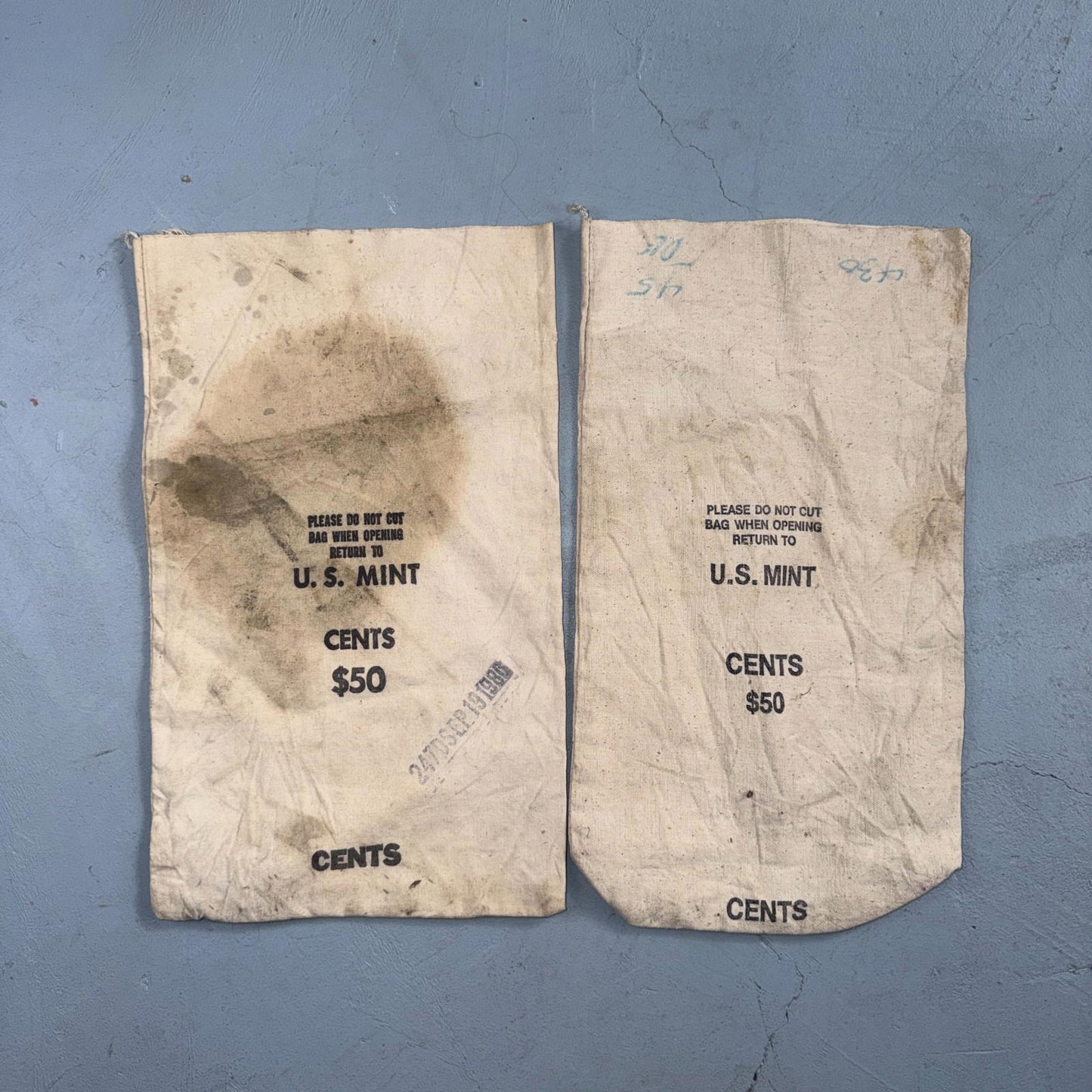 Vintage 1980 U. S. Mint Denver Cloth Cents $50 Coin Bag Empty Used 70s 80s