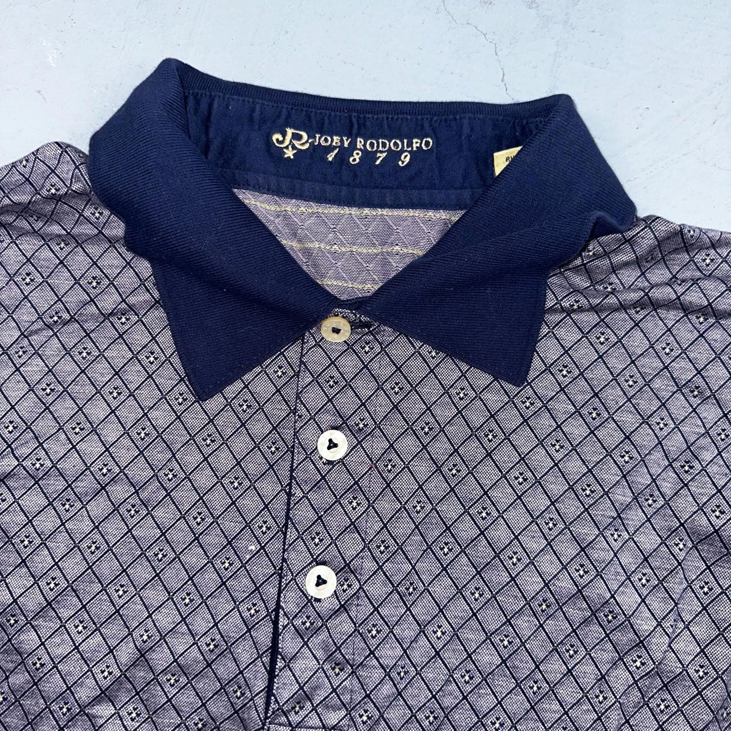 Joey Rodolfo 1879 Men's 2XL Short Sleeve Royal Blue Hokulia Striped Golf Shirt