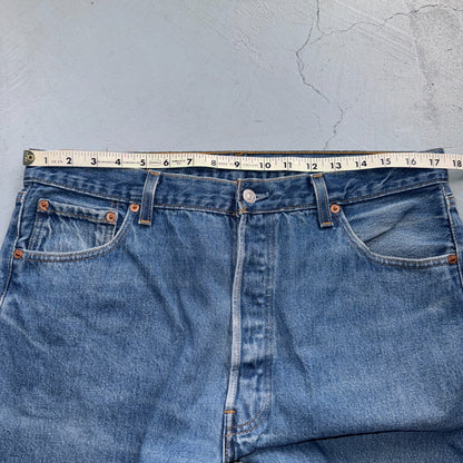 Levis 501 Vintage 90s USA XX Straight Leg Jeans Blue Light Wash 38x32 Act 35x28