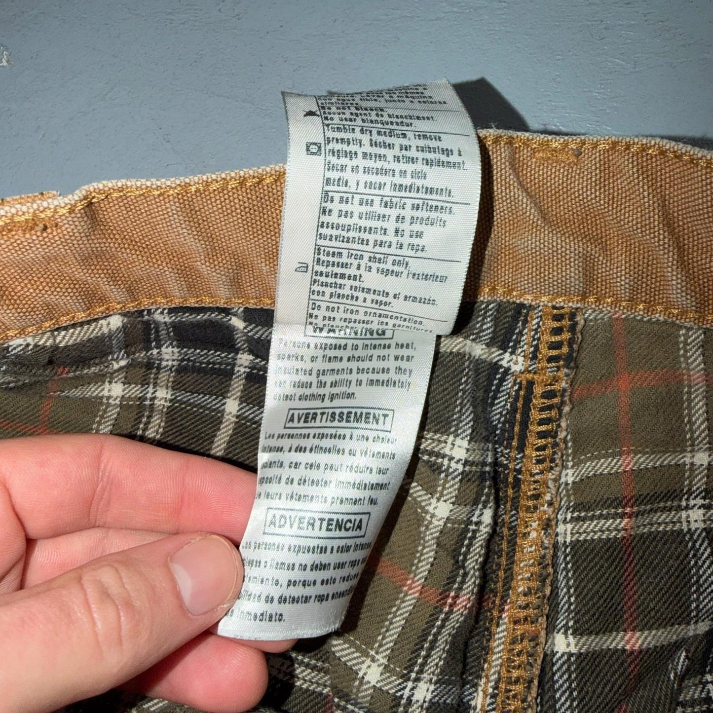 Carhartt Carpenter Pants Duck Canvas Flannel Lined B111 BRN Workwear Men 32x32
