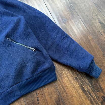 Patagonia Vintage 80s Zip Up Fleece Jacket Navy Blue Full Bomber 90s Deep Pile