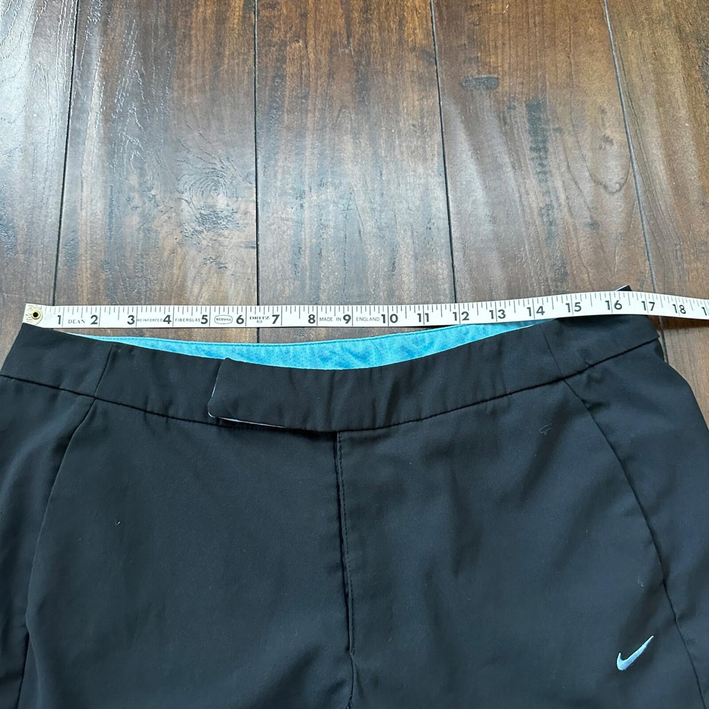 Vintage Nike Capri Pants Womens Size Large Black Blue Sweatpants Track VTG Y2K