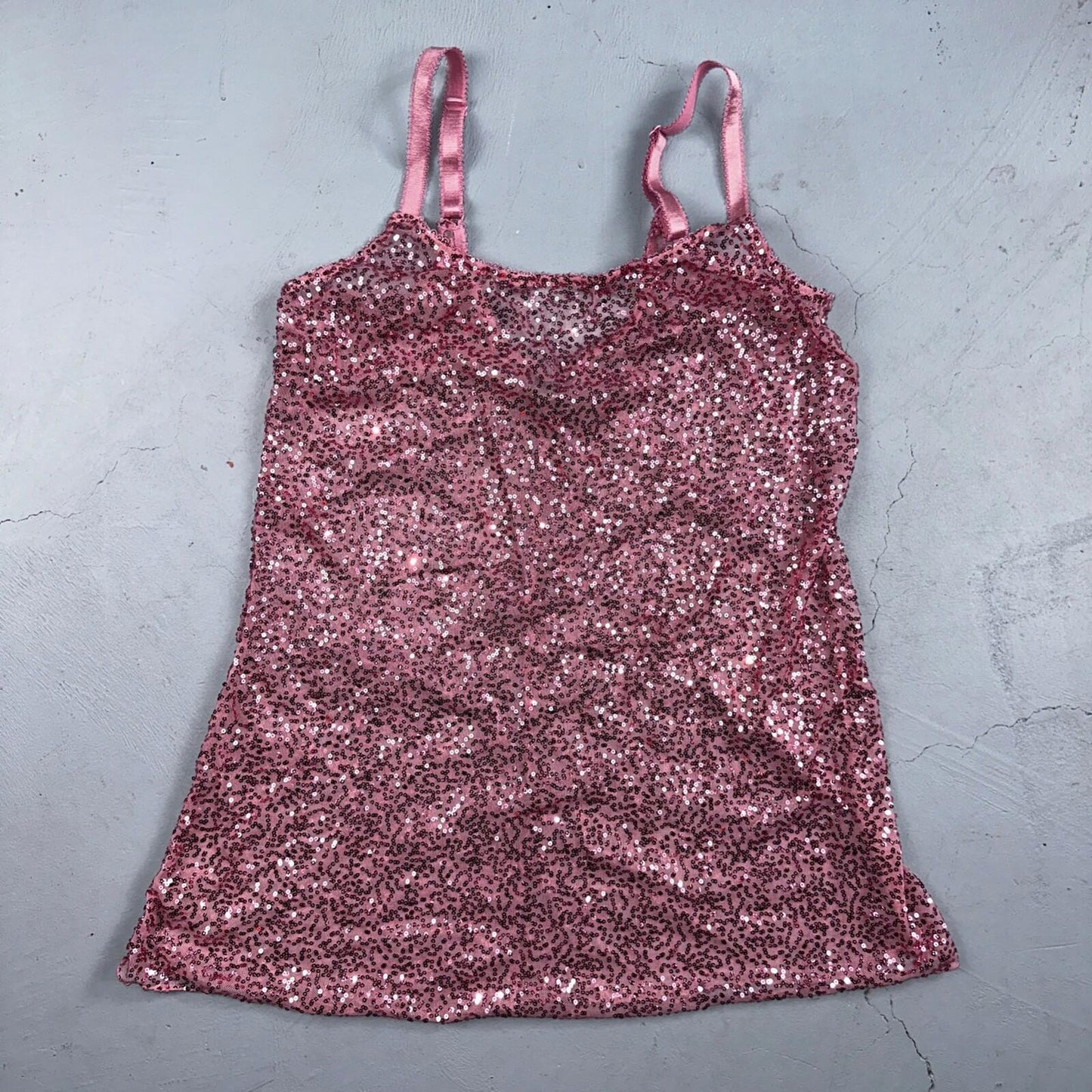 Passion Forever Nightie Gown Women XL Pink Sparkly Sequin Mesh Sleep Dress