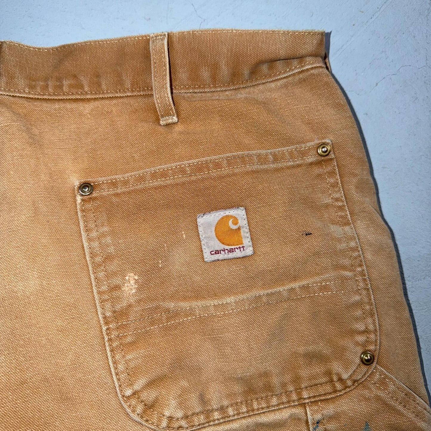 Carhartt VTG Double Knee Carpenter Pants B01 USA BRN Brown 38x30 Thrashed