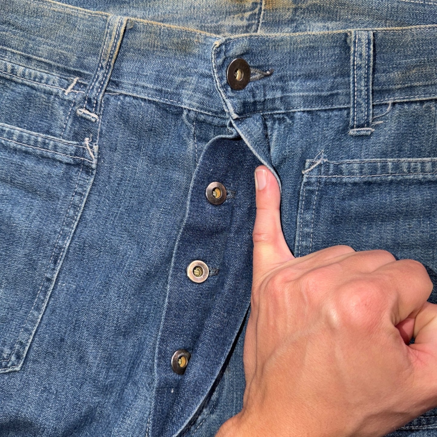 1940s WWII Navy Selvedge Denim Pants Seafarer Uniform Blue Jeans VTG 40s 30x28