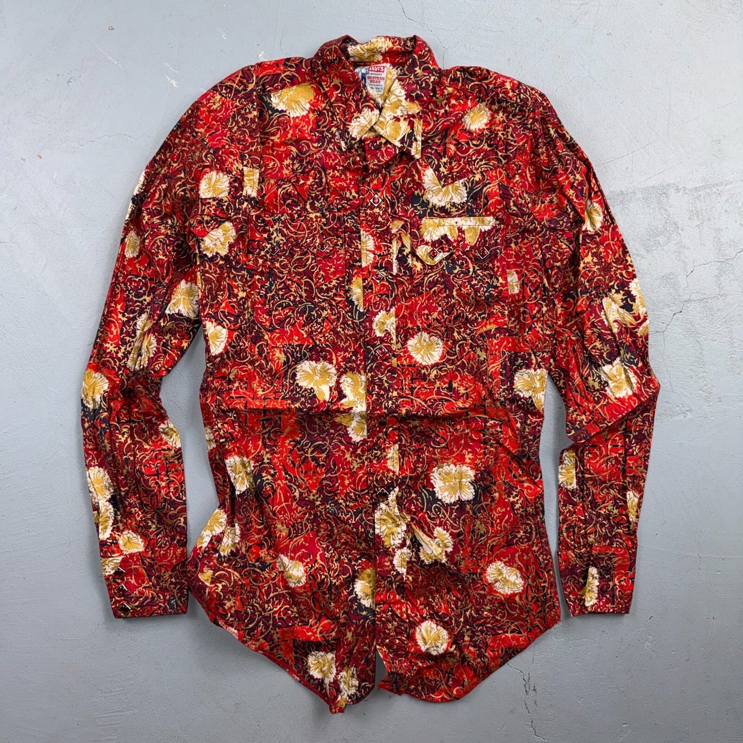 VTG 50s Levis Western Wear Floral Paisley Pearl Snap Button Shirt Rockabilly