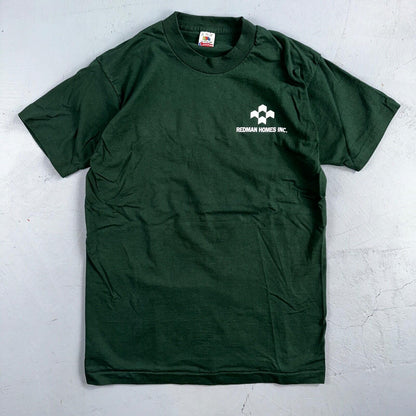 Fruit of the Loom USA Flag VTG T Shirt Redman Home Construction Large Green