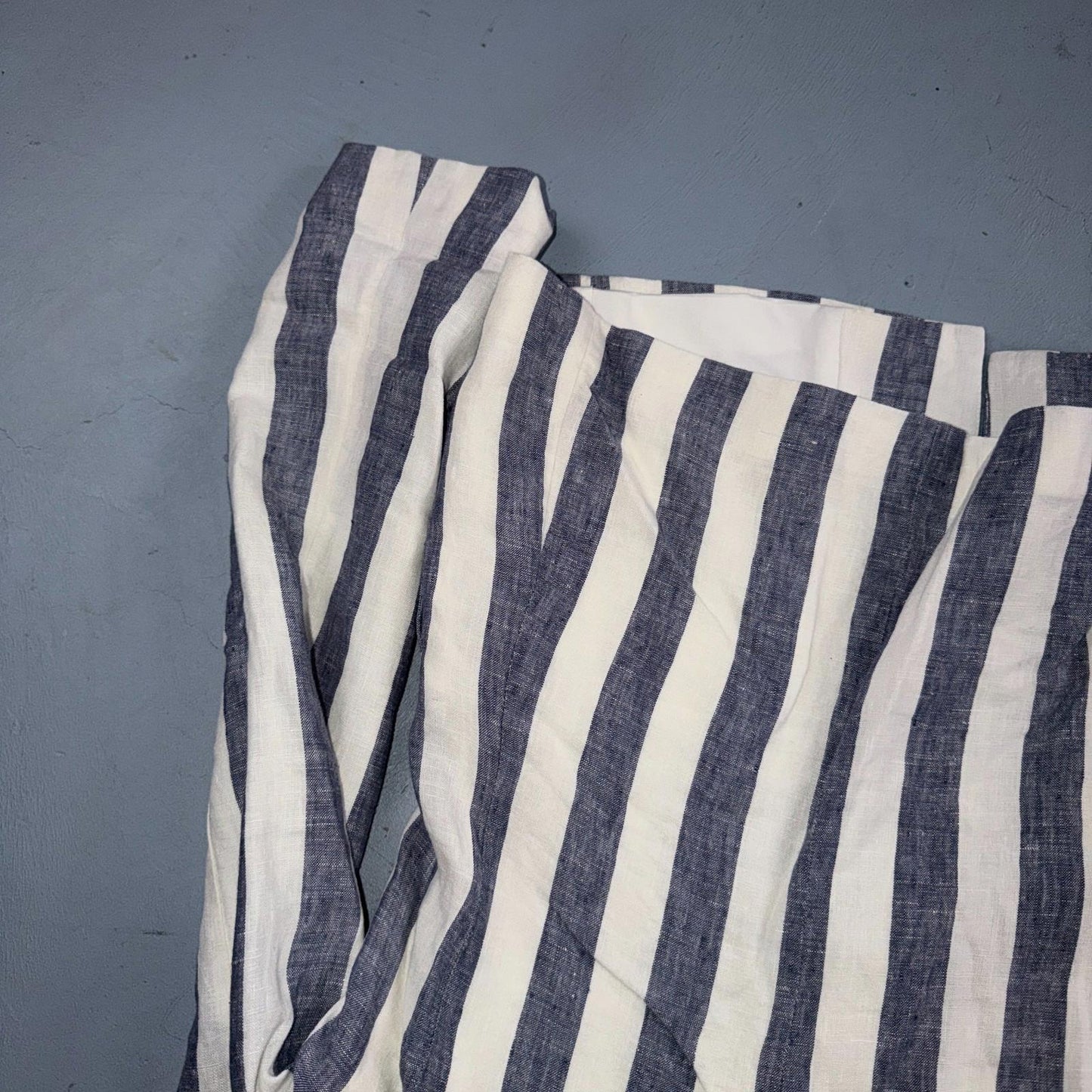 Gap Blazer Jacket Women's 4 Blue White Striped Linen Button Coastal Preppy