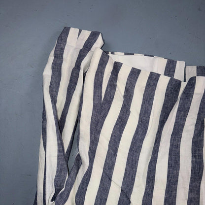Gap Blazer Jacket Women's 4 Blue White Striped Linen Button Coastal Preppy