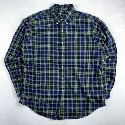 Ralph Lauren Button Up Shirt Men’s Large L Blue Green Yellow Plaid Long Sleeves