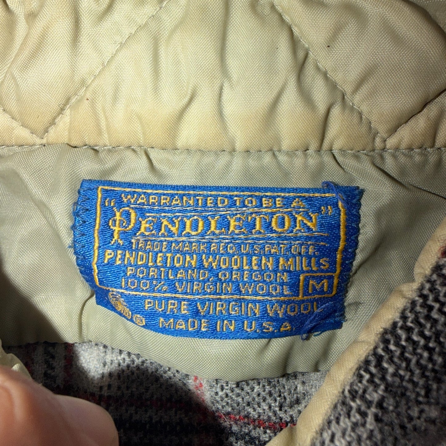VTG 70s Pendleton Wool Flannel Shirt Jacket Gray Red Plaid USA Made M Rockabilly