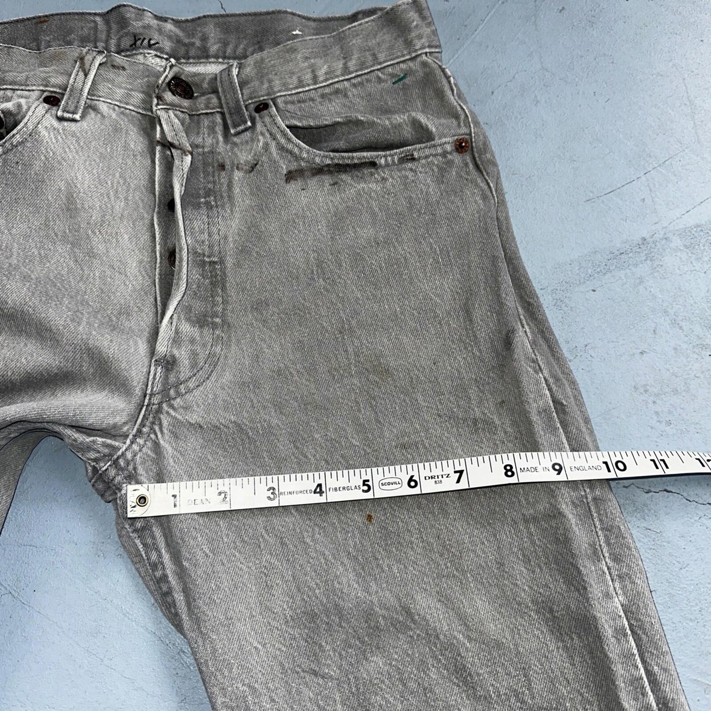 Levis 501 Vintage 90s USA XX Straight Leg Jeans Gray Med Wash 30x36 Act 28x34