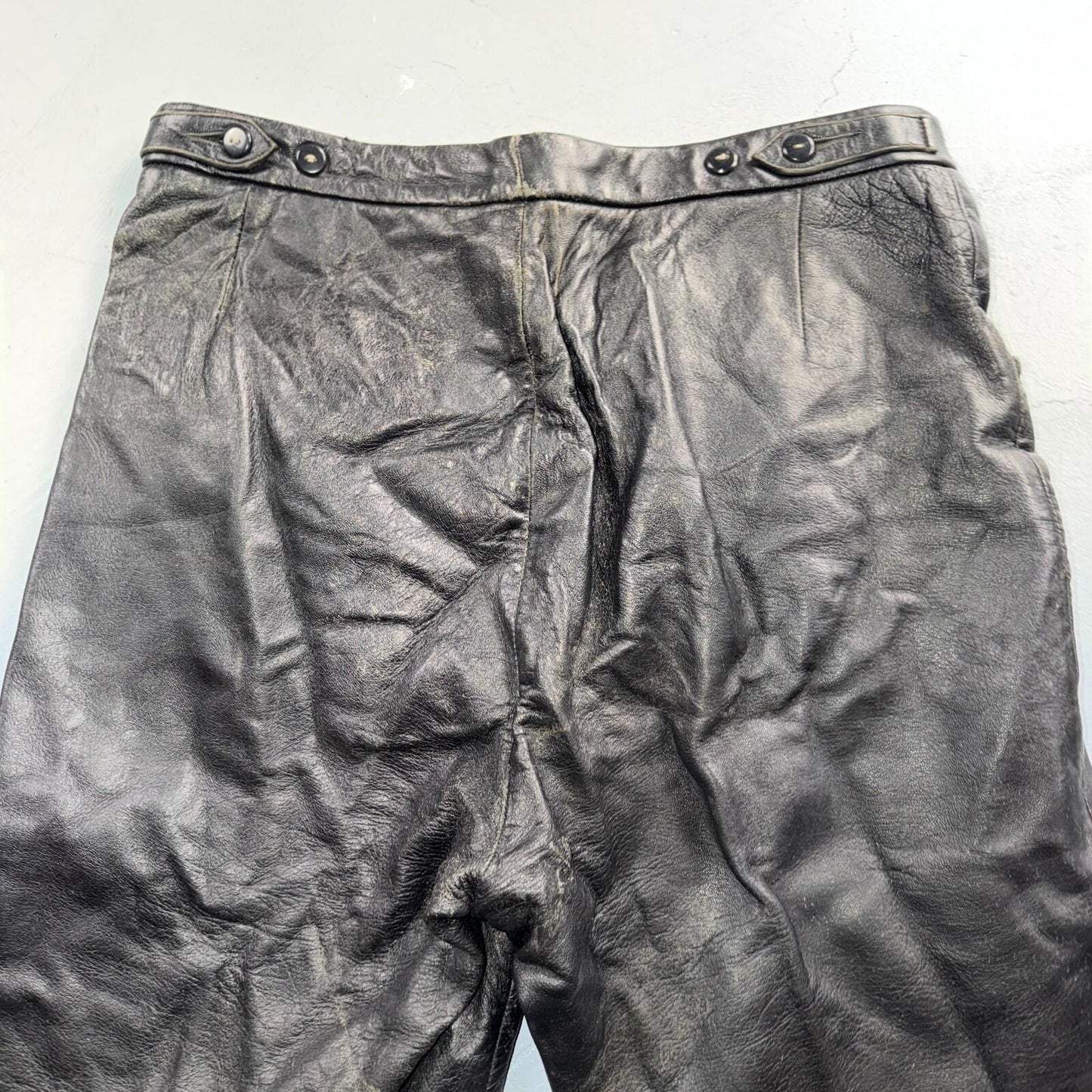 VTG 1950s 1960s Black Leather Motorcycle Pants 31x31 Rockabilly 50s 60s Buco Sty
