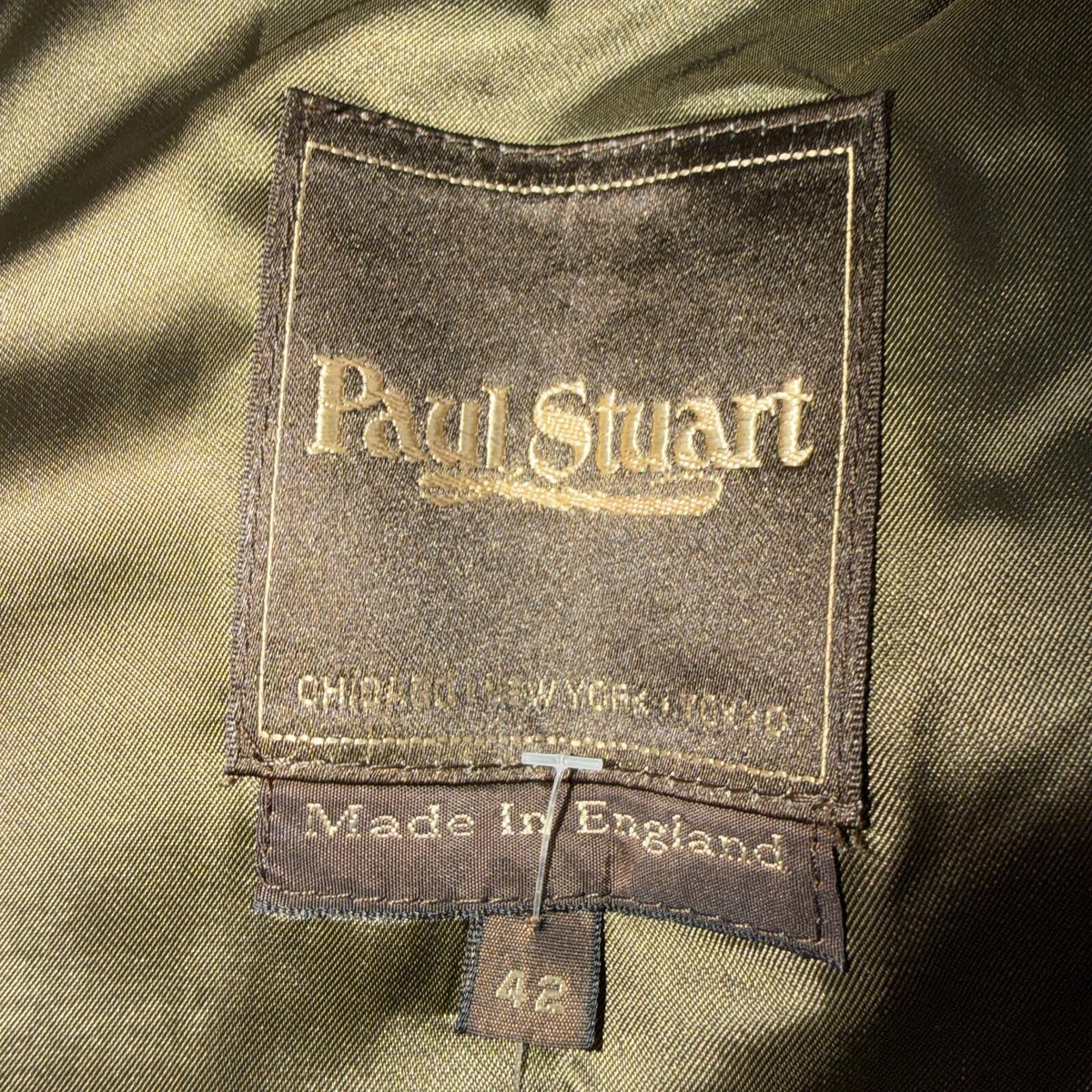 Paul Stuart Double Breasted Men’s Lined Trench Coat Sz 42 Beige Classic Jacket